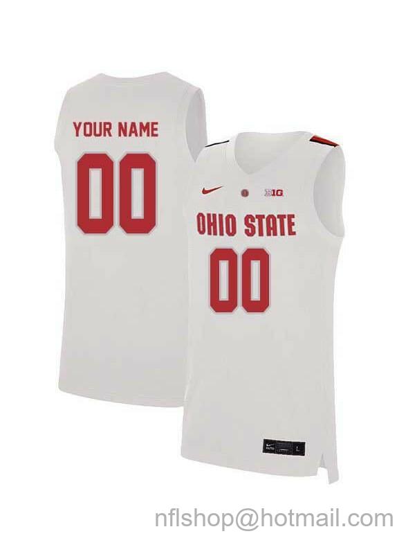 Nike Men's Custom Ohio State Buckeyes Jersey College Basketball Name and Number Elite White