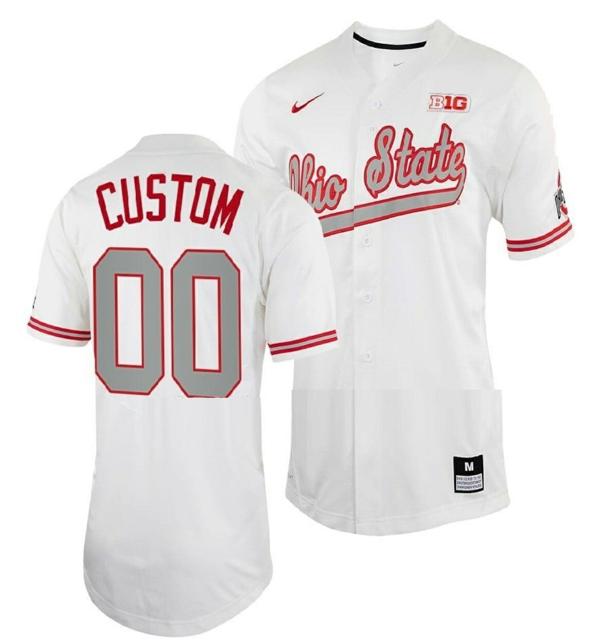 Nike Men's Custom Ohio State Buckeyes Jersey Name and Number NCAA Baseball College White