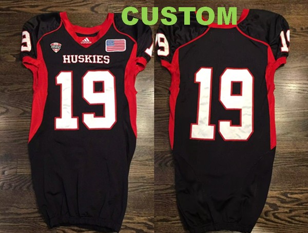 Men's Northern Illinois NIU Huskies Custom Black Stitched Football Jersey