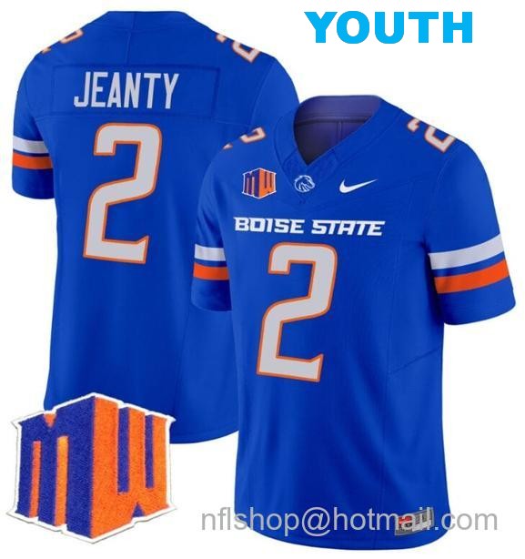 Youth Men's Ashton Jeanty Jersey #2 Boise State Broncos 2024 F.U.S.E. Vapor Limited College Football Stitched Royal55