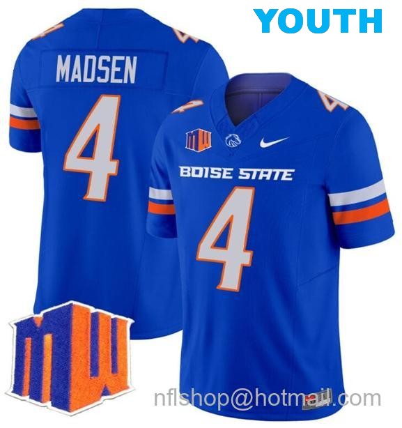 Youth Men's Maddux Madsen Jersey #4 Boise State Broncos 2024 F.U.S.E. Vapor Limited College Football Stitched Royal3737