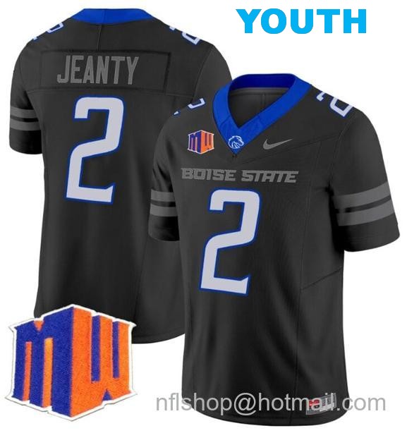 Youth Men's Ashton Jeanty Jersey #2 Boise State Broncos 2024 F.U.S.E. Vapor Limited College Football Stitched Black11