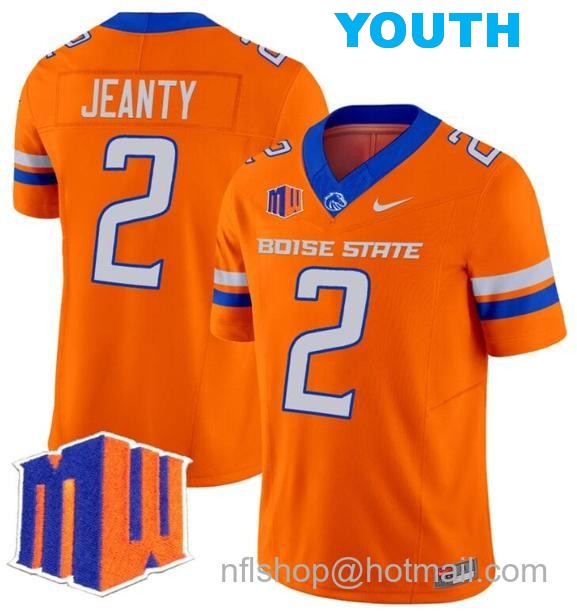 Youth Men's Ashton Jeanty Jersey #2 Boise State Broncos 2024 F.U.S.E. Vapor Limited College Football Stitched Orange33