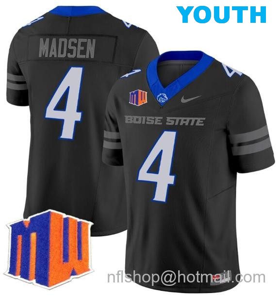 Youth Men's Maddux Madsen Jersey #4 Boise State Broncos 2024 F.U.S.E. Vapor Limited College Football Stitched Black3333