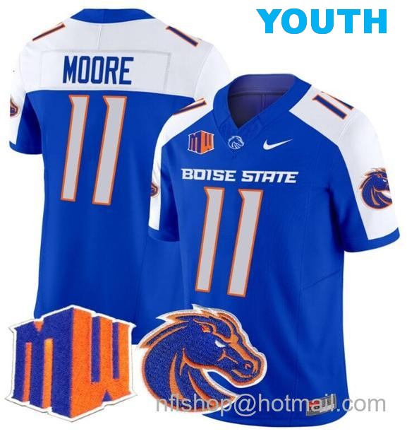 Youth Men's Kellen Moore Jersey #11 Boise State Broncos 2024 F.U.S.E. Vapor Limited College Football Stitched Royal Alternate3030