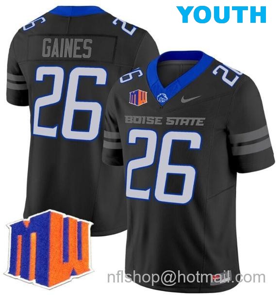 Youth Men's Sire Gaines Jersey #26 Boise State Broncos 2024 F.U.S.E. Vapor Limited College Football Stitched Black3939