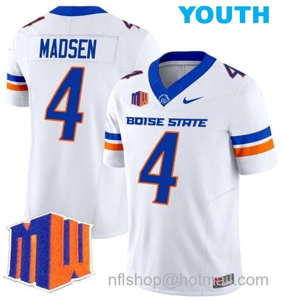 Youth Men's Maddux Madsen Jersey #4 Boise State Broncos 2024 F.U.S.E. Vapor Limited College Football Stitched White3838