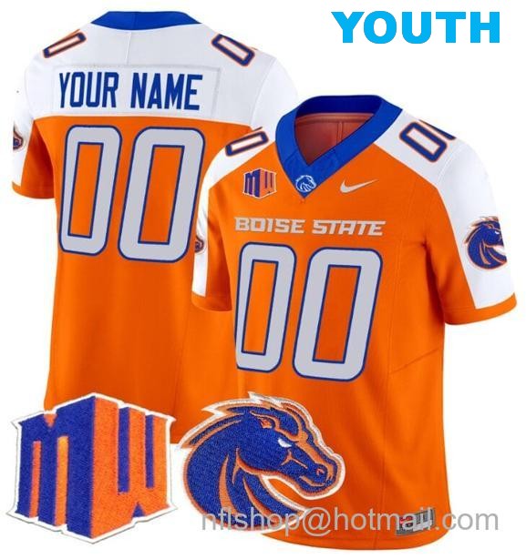 Youth Men's Custom Boise State Broncos Jersey Name and Number 2024 F.U.S.E. Vapor Limited College Football Stitched Orange Alternate1818