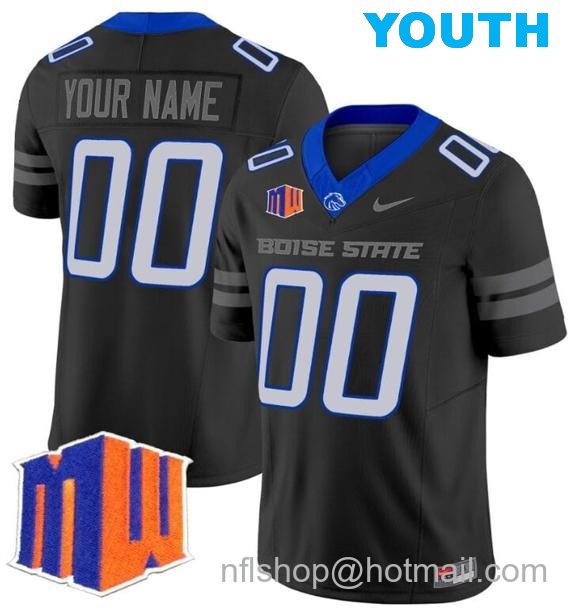 Youth Men's Custom Boise State Broncos Jersey Name and Number 2024 F.U.S.E. Vapor Limited College Football Stitched Black1717