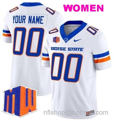 Women's Men's Custom Boise State Broncos Jersey Name and Number 2024 F.U.S.E. Vapor Limited College Football Stitched White2222