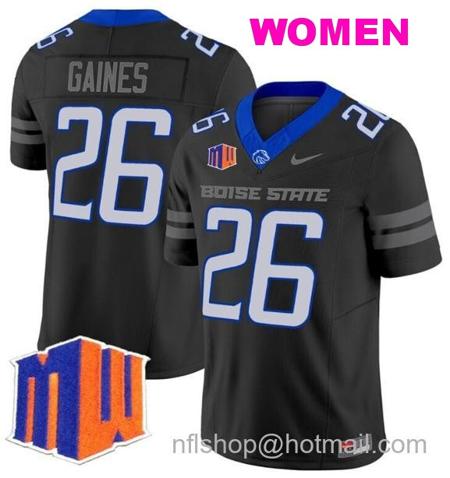 Women's Men's Sire Gaines Jersey #26 Boise State Broncos 2024 F.U.S.E. Vapor Limited College Football Stitched Black3939