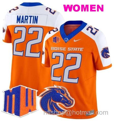 Women's Men's Doug Martin Jersey #22 Boise State Broncos 2024 F.U.S.E. Vapor Limited College Football Stitched Orange Alternate2424