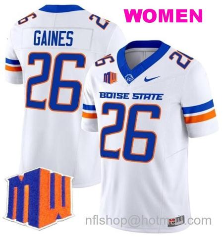 Women's Men's Sire Gaines Jersey #26 Boise State Broncos 2024 F.U.S.E. Vapor Limited College Football Stitched White4444