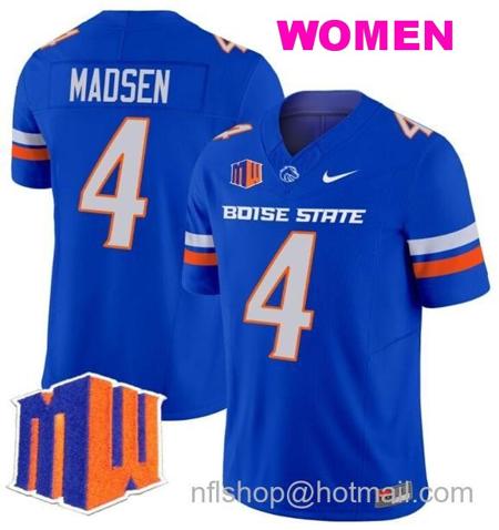 Women's Men's Maddux Madsen Jersey #4 Boise State Broncos 2024 F.U.S.E. Vapor Limited College Football Stitched Royal3737