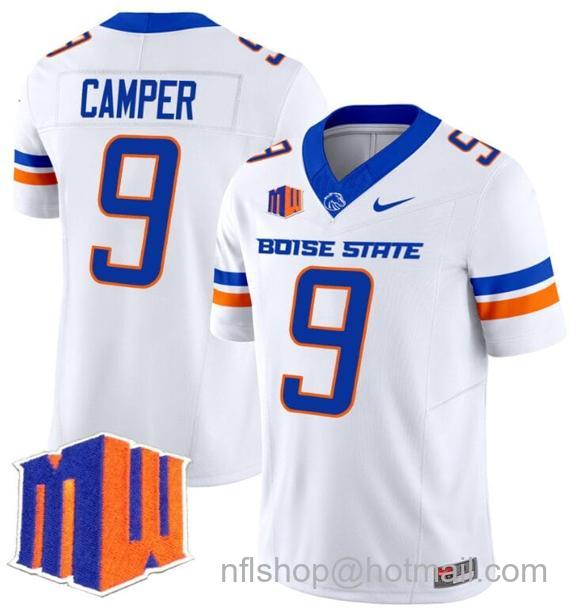 Men's Cameron Camper Jersey #9 Boise State Broncos 2024 F.U.S.E. Vapor Limited College Football Stitched White16