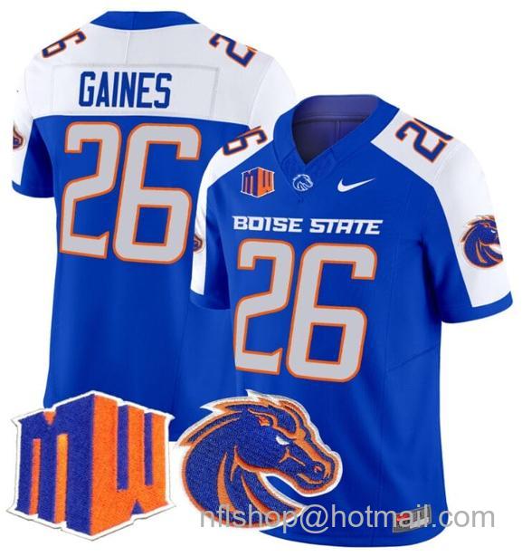 Men's Sire Gaines Jersey #26 Boise State Broncos 2024 F.U.S.E. Vapor Limited College Football Stitched Royal Alternate42