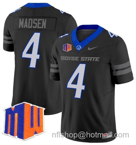 Men's Maddux Madsen Jersey #4 Boise State Broncos 2024 F.U.S.E. Vapor Limited College Football Stitched Black33