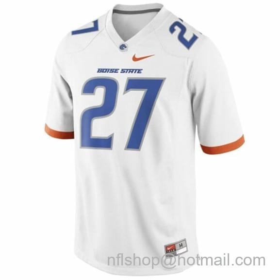 Men's Boise State Broncos #27 Jay Ajayi College Football Jersey White9