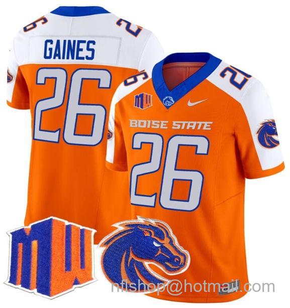 Men's Sire Gaines Jersey #26 Boise State Broncos 2024 F.U.S.E. Vapor Limited College Football Stitched Orange Alternate40