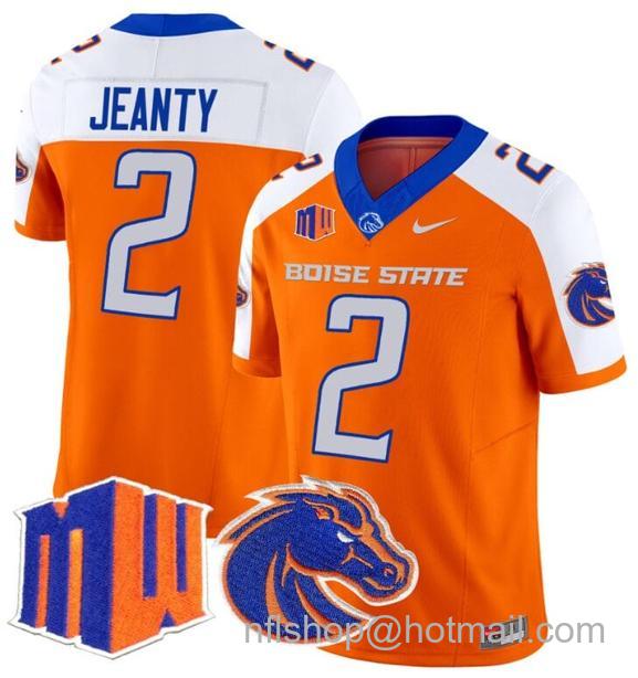 Men's Ashton Jeanty Jersey #2 Boise State Broncos 2024 F.U.S.E. Vapor Limited College Football Stitched Orange Alternate2