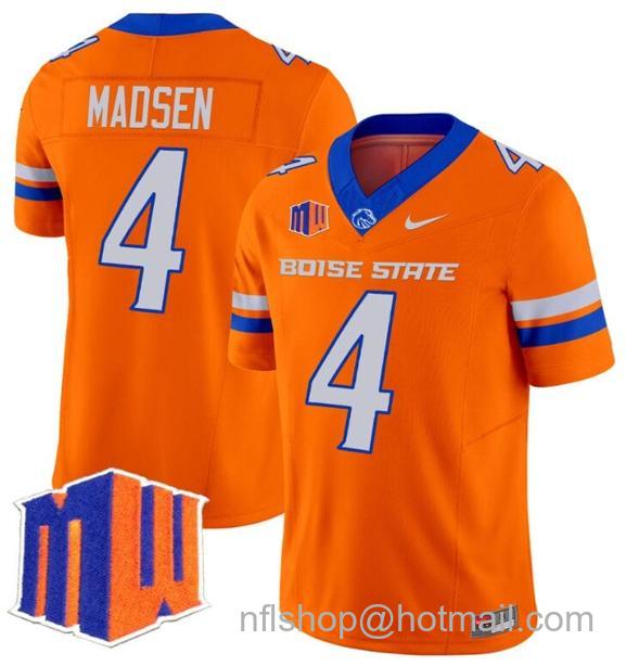 Men's Maddux Madsen Jersey #4 Boise State Broncos 2024 F.U.S.E. Vapor Limited College Football Stitched Orange35