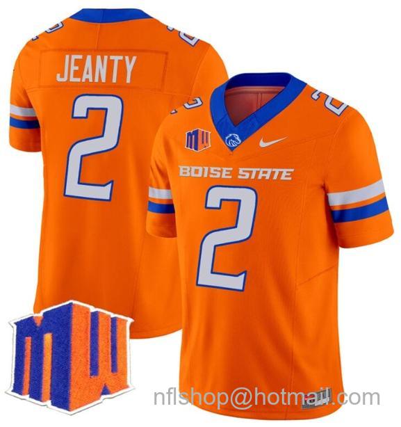 Men's Ashton Jeanty Jersey #2 Boise State Broncos 2024 F.U.S.E. Vapor Limited College Football Stitched Orange3