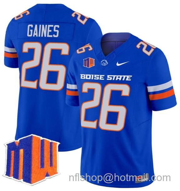 Men's Sire Gaines Jersey #26 Boise State Broncos 2024 F.U.S.E. Vapor Limited College Football Stitched Royal43