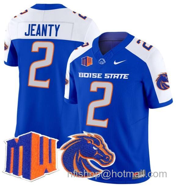 Men's Ashton Jeanty Jersey #2 Boise State Broncos 2024 F.U.S.E. Vapor Limited College Football Stitched Royal Alternate4