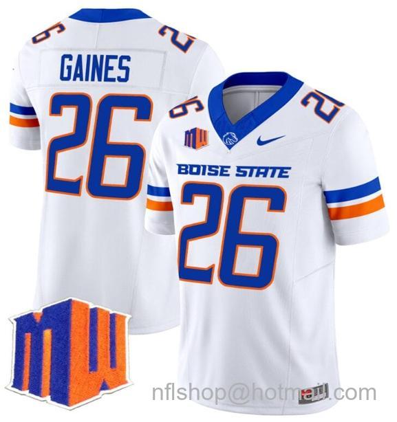 Men's Sire Gaines Jersey #26 Boise State Broncos 2024 F.U.S.E. Vapor Limited College Football Stitched White44