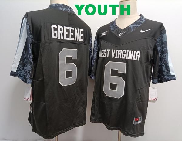 Youth West Virginia Mountaineers #6 Garrett Greene Black F.U.S.E. College Stitched Jersey