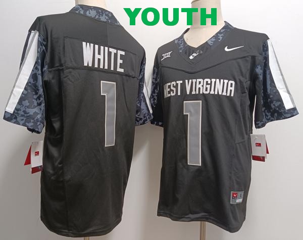 Youth West Virginia Mountaineers #1 Jahiem White Black Vapor F.U.S.E. Limited College Stitched Jersey