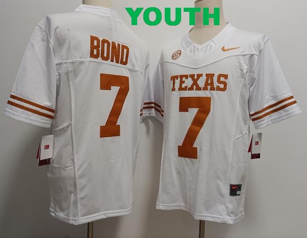 Youth Texas Longhorns #7 Isaiah Bond White Vapor F.U.S.E. Limited Stitched Jersey