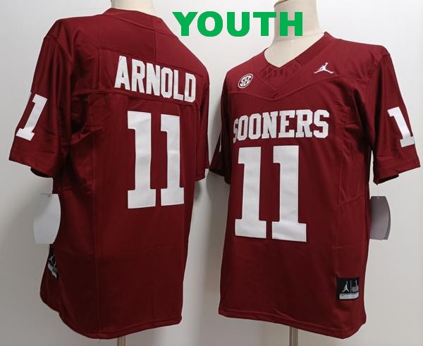 Youth Oklahoma Sooners #11 Jackson Arnold Red F.U.S.E. College Stitched Jersey