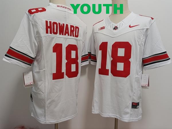 Youth Ohio State Buckeyes #18 Will Howard White Vapor F.U.S.E. Limited College Football Jersey