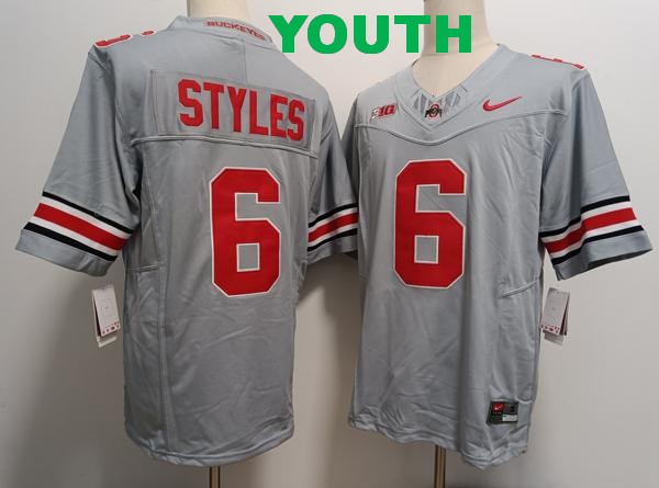 Youth Ohio State Buckeyes #6 Sonny Styles Grey F.U.S.E. College Football Jersey