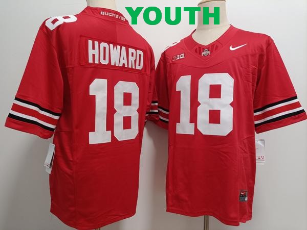 Youth Ohio State Buckeyes #18 Will Howard Red Vapor F.U.S.E. Limited College Football Jersey