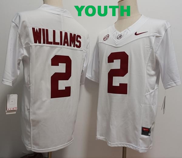 Youth Alabama Crimson Tide #2 Ryan Williams White Vapor F.U.S.E. Limited College Stitched Jersey