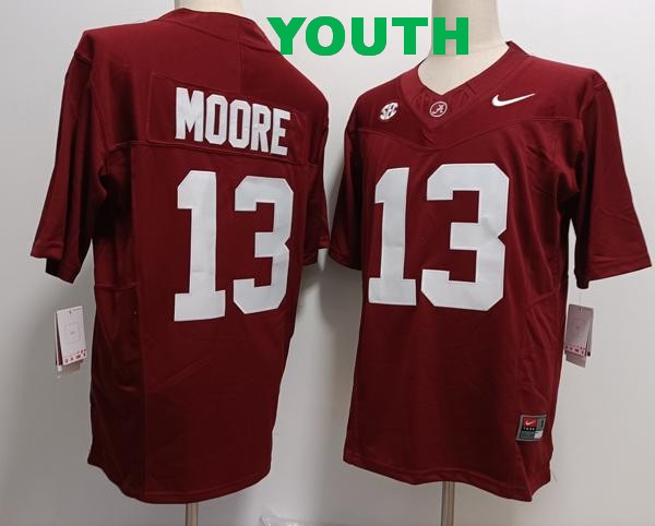 Youth Alabama Crimson Tide #13 Malachi Moore Red Vapor F.U.S.E. Limited College Stitched Jersey