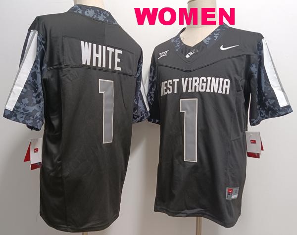 Women's West Virginia Mountaineers #1 Jahiem White Black Vapor F.U.S.E. Limited College Stitched Jersey