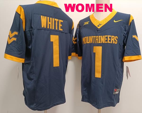 Women's West Virginia Mountaineers #1 Jahiem White Navy F.U.S.E. College Stitched Jersey