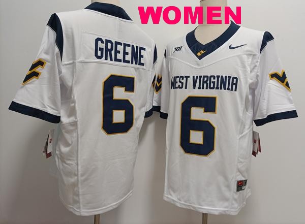 Women's West Virginia Mountaineers #6 Garrett Greene White F.U.S.E. College Stitched Jersey