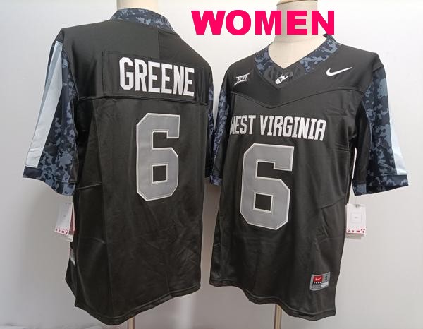 Women's West Virginia Mountaineers #6 Garrett Greene Black F.U.S.E. College Stitched Jersey