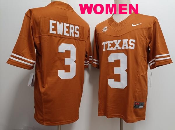 Women's Texas Longhorns #3 Quinn Ewers Orange F.U.S.E. College Stitched Jersey