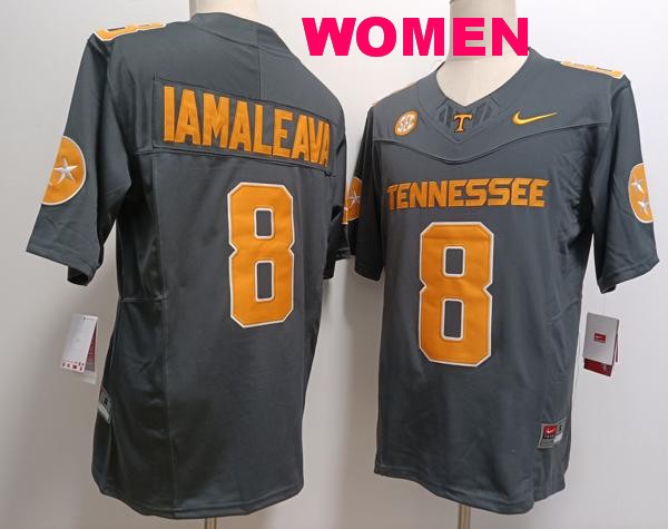 Women's Tennessee Volunteers #8 Nico Iamaleava Grey Vapor F.U.S.E. Limited College Stitched Jersey