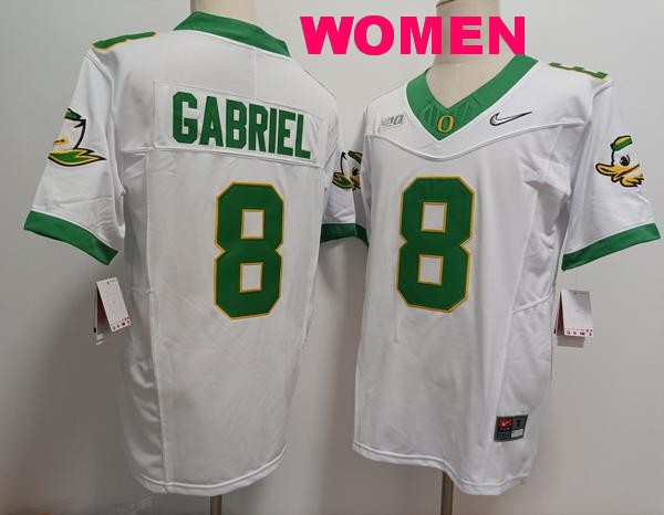 Women's Oregon Ducks #8 Dillon Gabriel White 2024 Vapor F.U.S.E. Limited College Football Jersey