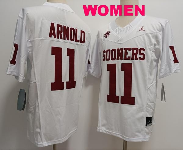 Women's Oklahoma Sooners #11 Jackson Arnold White F.U.S.E. College Stitched Jersey