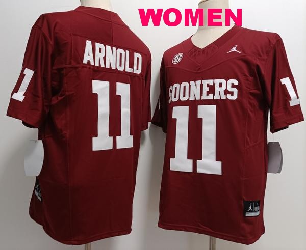 Women's Oklahoma Sooners #11 Jackson Arnold Red F.U.S.E. College Stitched Jersey