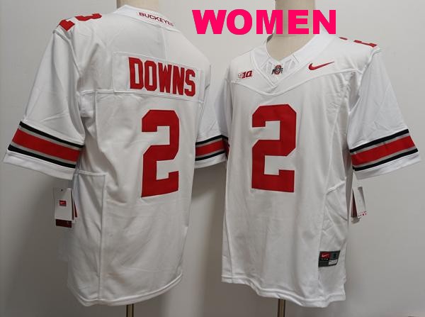 Women's Ohio State Buckeyes #2 Caleb Downs White Vapor F.U.S.E. Limited College Football Jersey