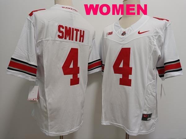 Women's Ohio State Buckeyes #4 Jeremiah Smith White F.U.S.E. College Football Jersey