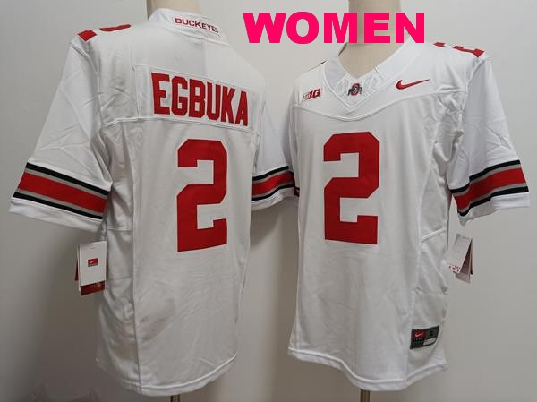 Women's Ohio State Buckeyes #2 Emeka Egbuka White F.U.S.E. College Stitched Jersey